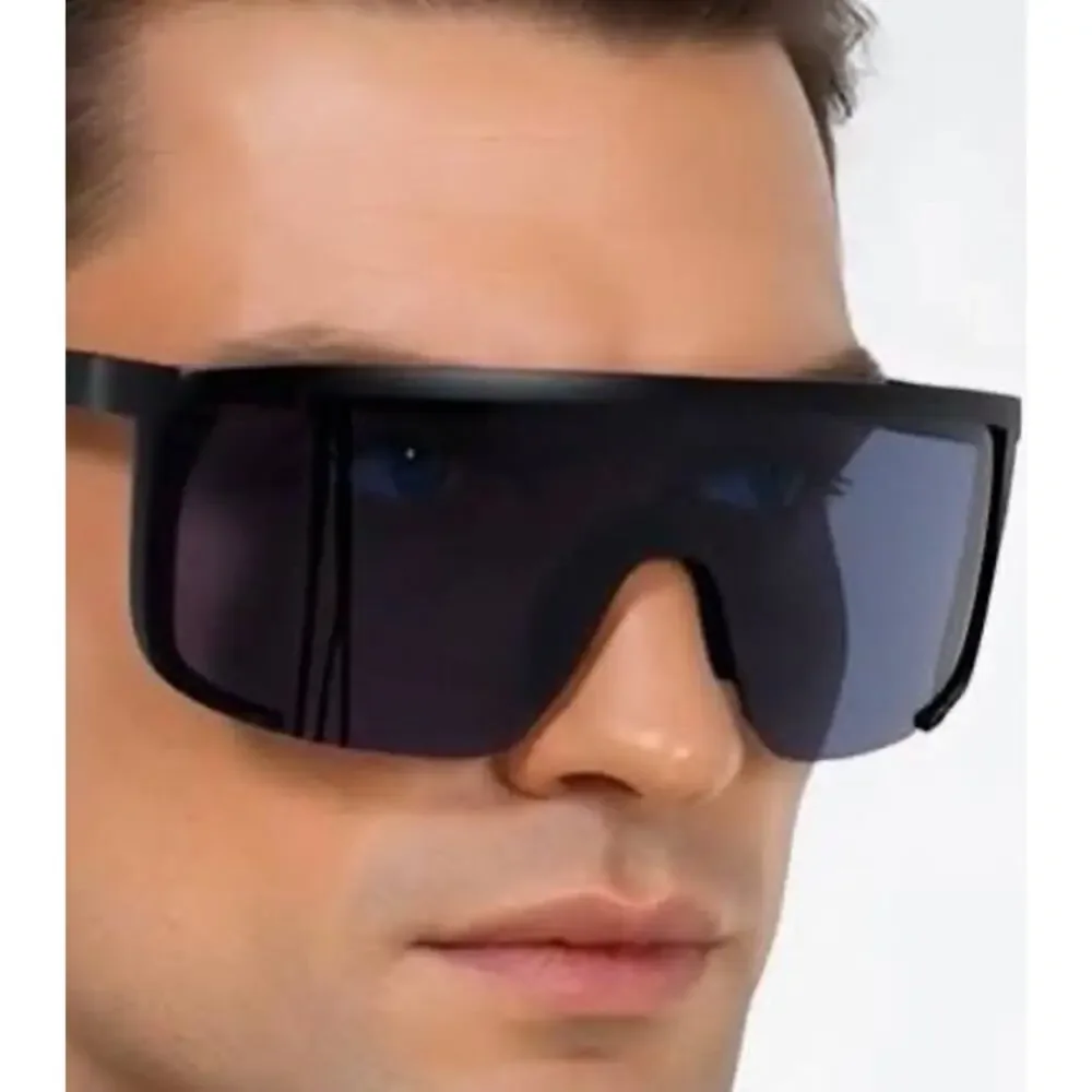 Men's Rubberized Plastic Shield Sunglasses - Matte Black